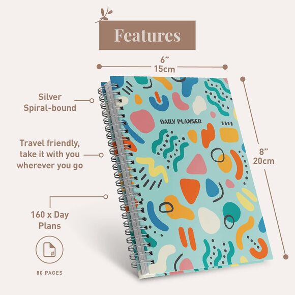Colorful Rileys & Co Undated Daily Planner To Do List Notebook, 8x6 inch 80 pgs - Picture 7 of 8